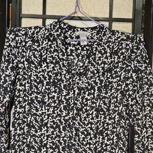 H&M Black and White Patterned Blouse